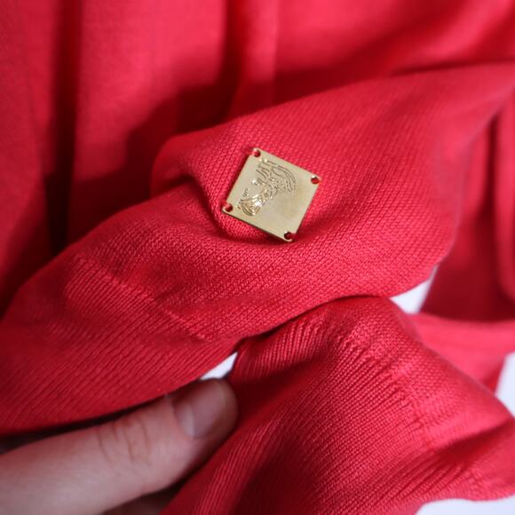 VERSACE Collection Silk Cotton V-Neck Sweater Melon Stretch Casual Men's M - Picture 4 of 13